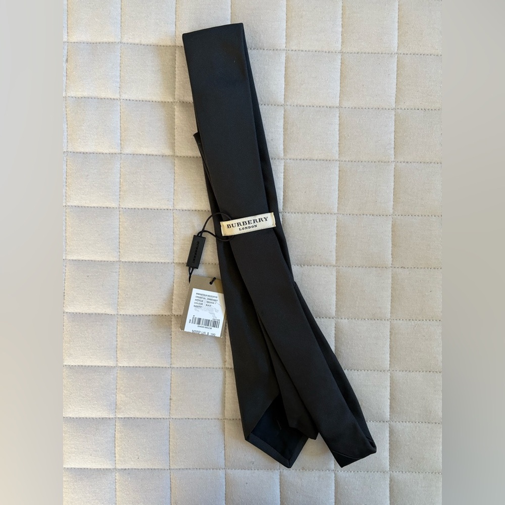 Burberry Black Silk Tie - Picture 2 of 2